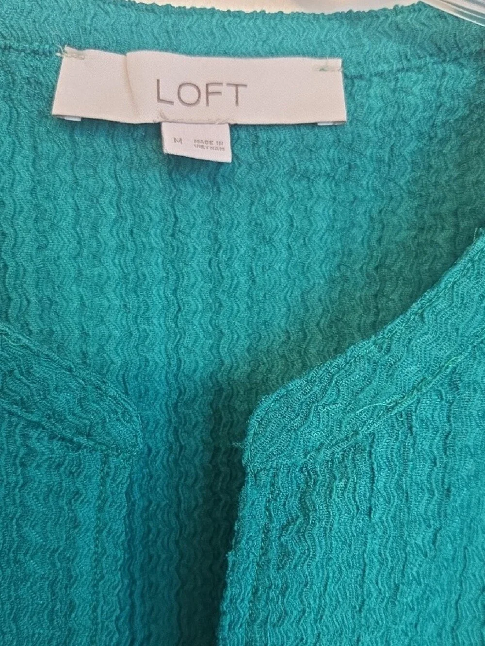 LOFT Emerald Green Textured Puff-Sleeve Blouse